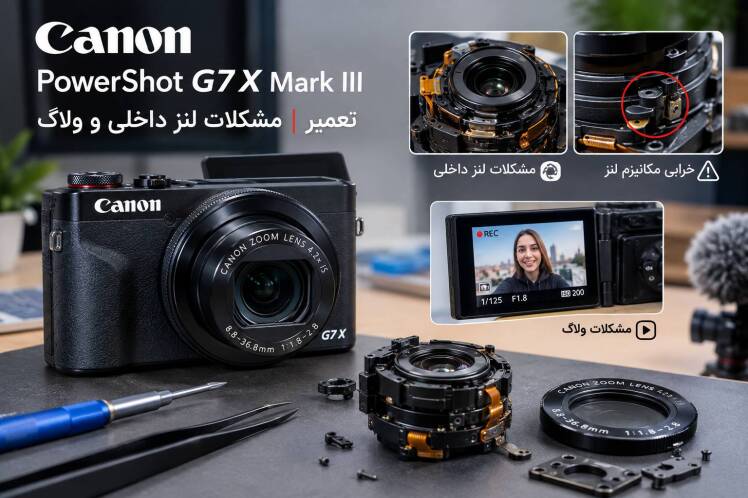 تعمیر Canon PowerShot G7 X Mark III | مشکلات لنز داخلی و ولاگ