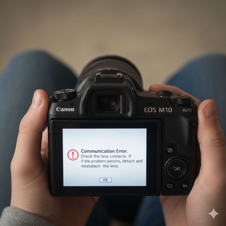خطای لنز کانن | راهنمای تخصصی رفع Communication Error در Canon EOS M10