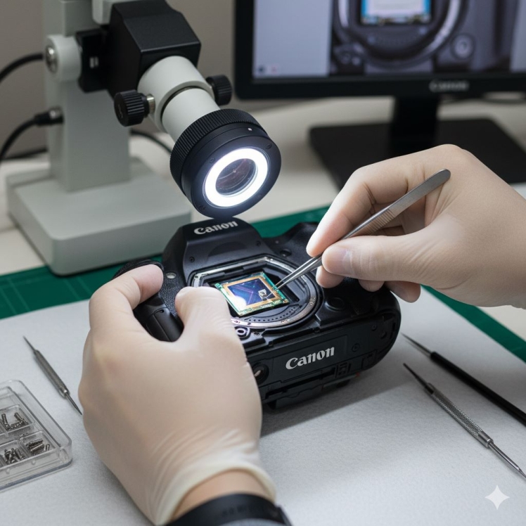 تعمیر سنسور کانن | در دوربین‌های سری EOS R آسیب بر اثر تعویض لنز