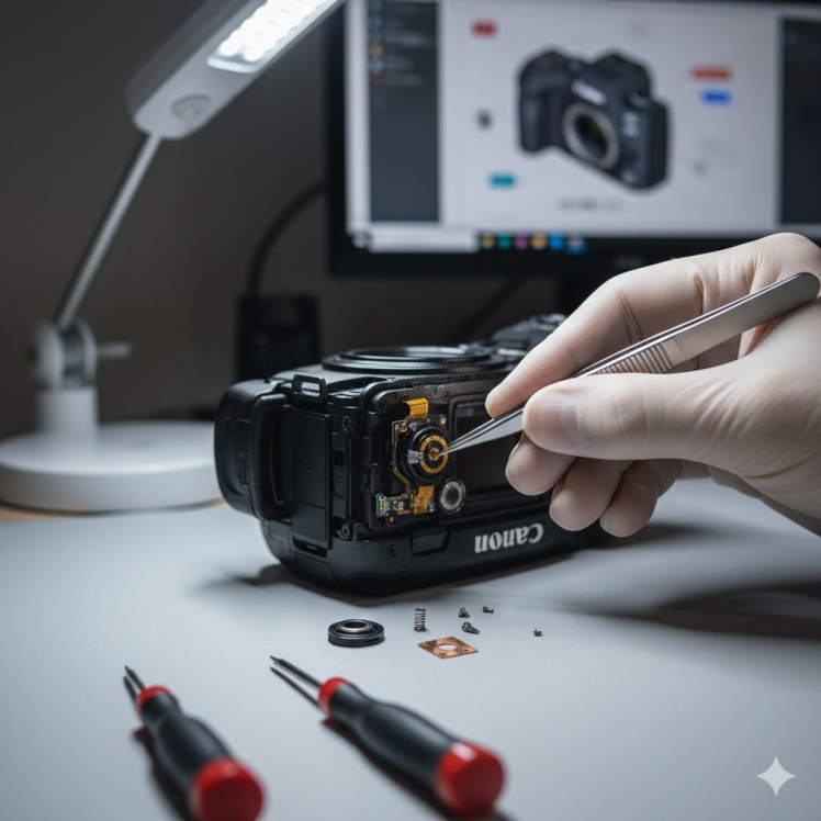 تعمیر دکمه شاتر کانن در دوربین Canon EOS M50 پس از استفاده طولانی‌مدت